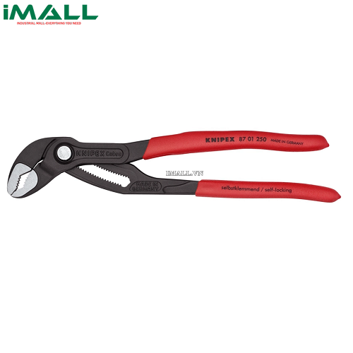 Kìm Nước Mỏ Quạ Cobra® Mở đến Ø50mm dài 250mm Tay đỏ Knipex 87 01 250