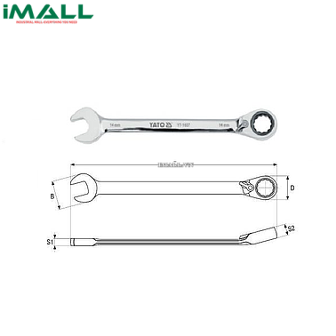 Cờ lê vòng miệng tự động đảo chiều có chốt khóa Yato YT-1657 (14mm)