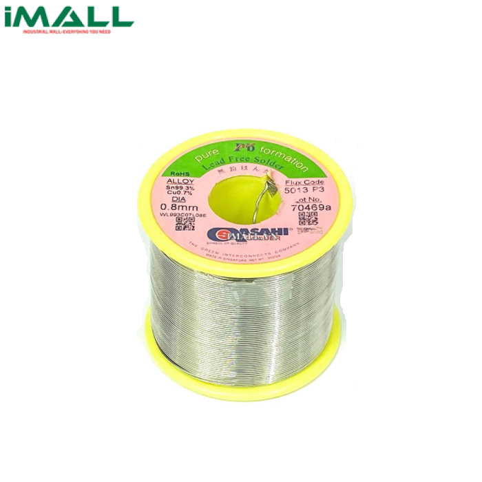 Chì hàn Lead Free 129 Asahi (SN99.3, CU0.7, 0.8mm, 500g)