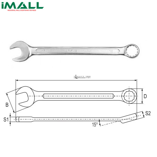 Cờ lê vòng miệng hệ mét Yato YT-0338 (9mm)