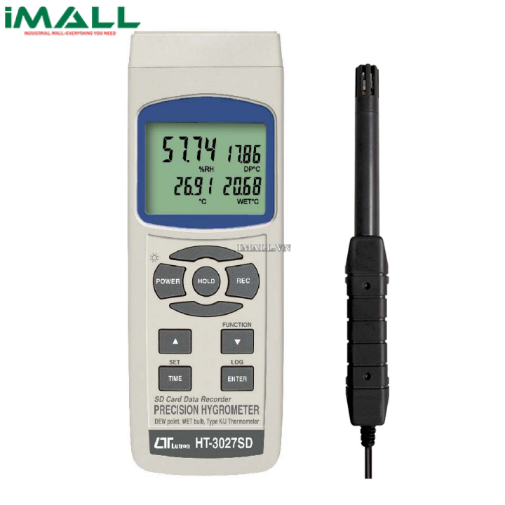 Máy đo nhiệt độ/độ ẩm, điểm sương/bầu ướt cầm tay LUTRON HT-3027SD