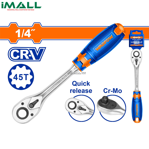 Tay vặn đầu tuýp 1/4" 45T Wadfow WRW1214
