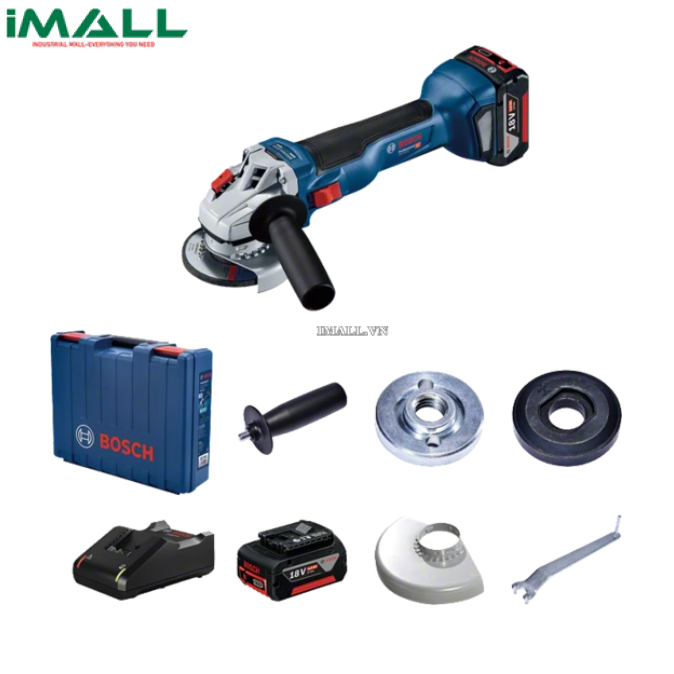 Máy mài góc dùng pin BOSCH GWS 18V-10 set (Set 2x5Ah) Brushless (06019J40K1)