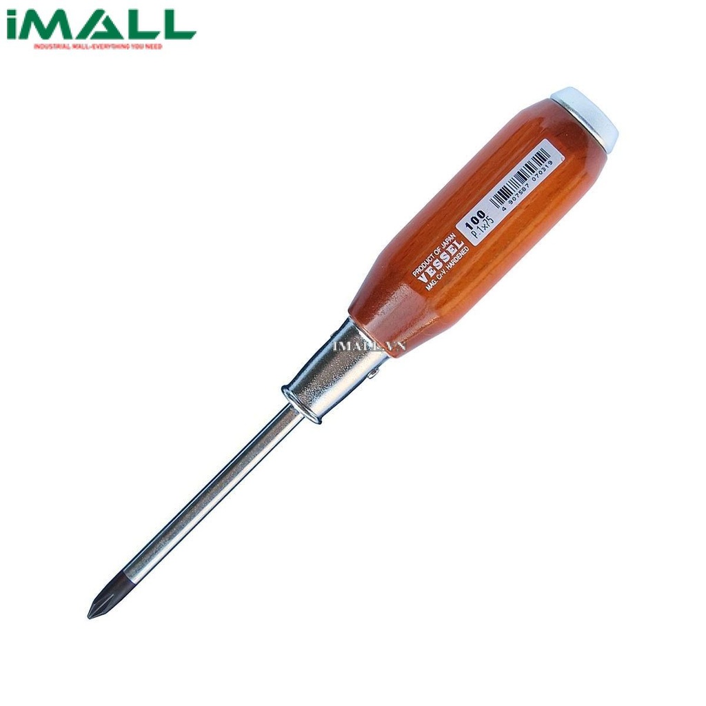 Tô vít 4 cạnh cán gỗ Vessel 100 (No.1x75mm)