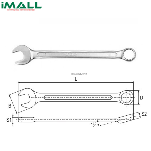 Cờ lê vòng miệng hệ mét Yato YT-0347 (18mm)