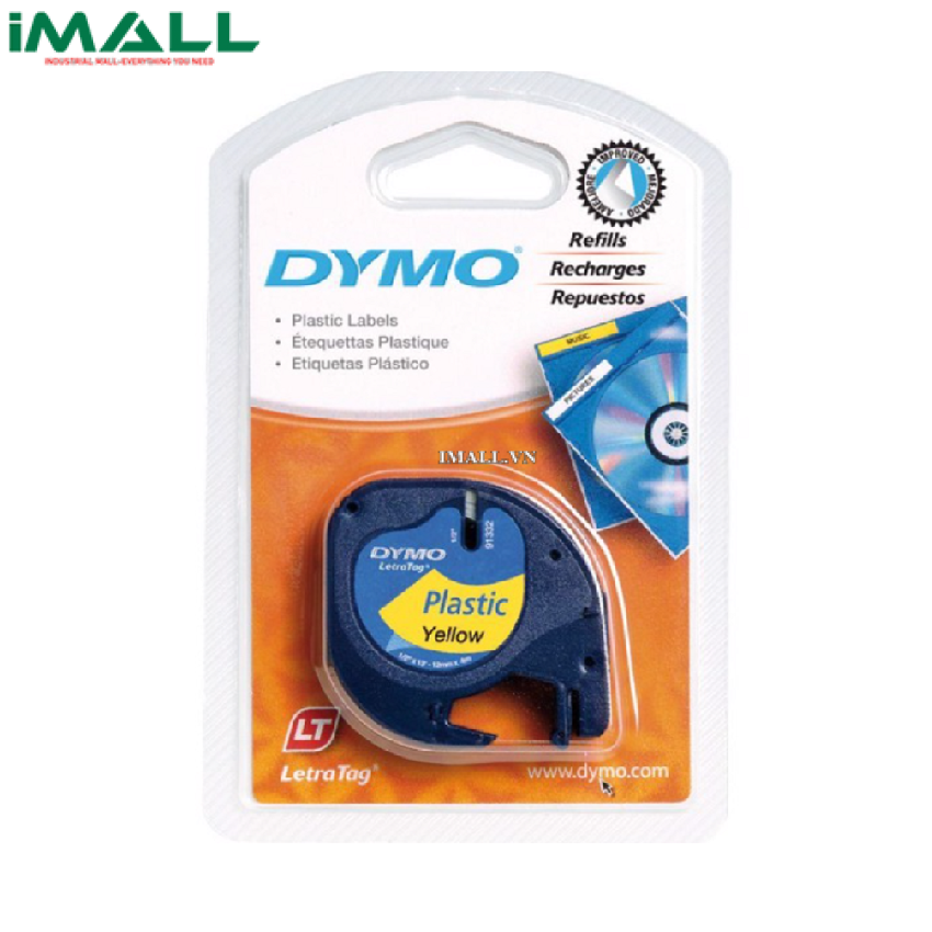 Tem in nhãn LetraTag nhựa vàng DYMO 63020746 (12mm x 4m)
