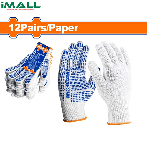Găng tay dệt kim & có đốm chấm nhựa PVC XL Wadfow WKG1801