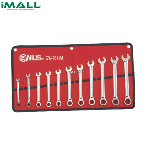 Bộ cờ lê vòng miệng tự lắc loại bóng 11 chiếc hệ mét GENIUS GW-7611M (8~19mm)
