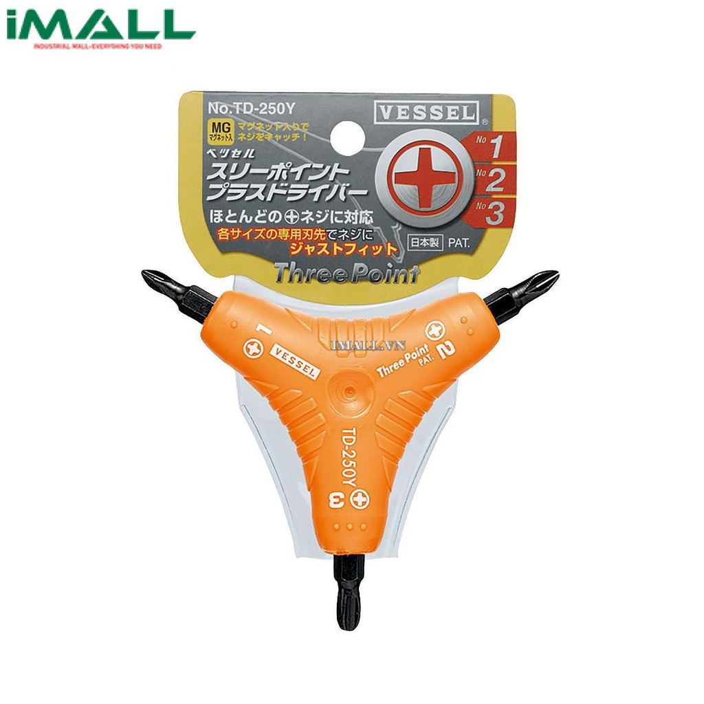 Tô vít 3 đầu vít 4 cạnh Vessel TD-250Y