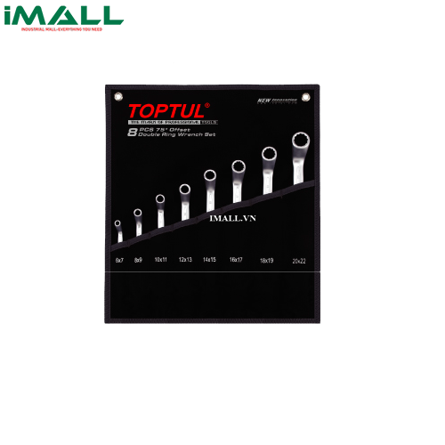 Bộ Cờ lê 2 đầu vòng 75 độ 8 món (AAEI: 6x7 ~ 20x22mm) TOPTUL GPAI0802
