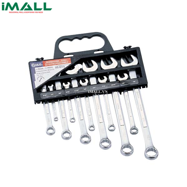 Bộ cờ lê đầu mở đầu tròng loại mờ 11 chiếc hệ mét GENIUS HS-011M (6~19mm)