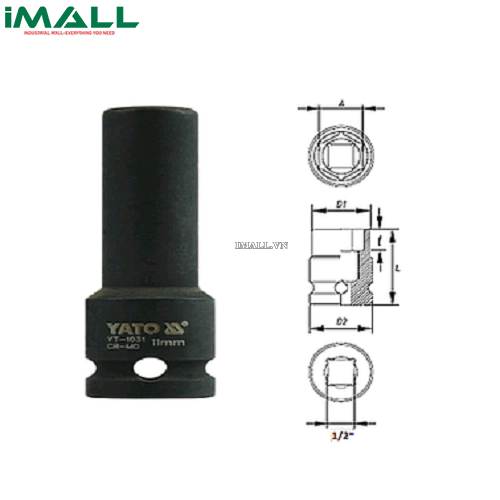 Khẩu tuýp vặn dài Yato YT-1031 (1/2", 11mm)