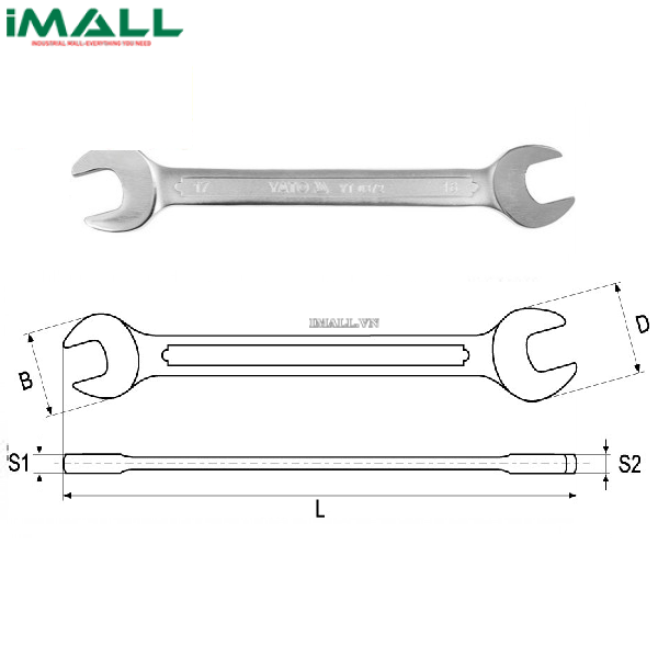 Cờ lê 2 đầu miệng loại ngắn hệ mét Yato YT-01321 (41x46mm)