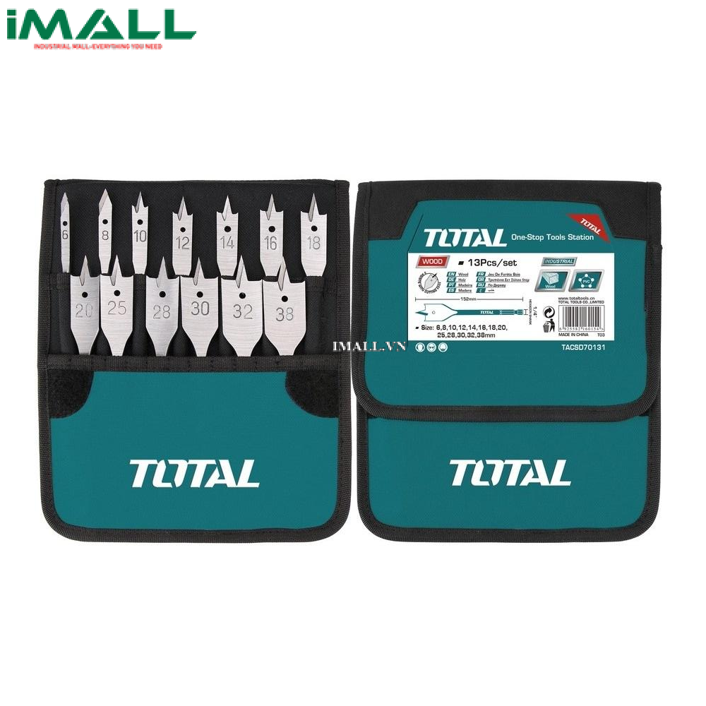 Bộ mũi khoan gỗ đầu dẹp 13 chi tiết Total TACSD70131