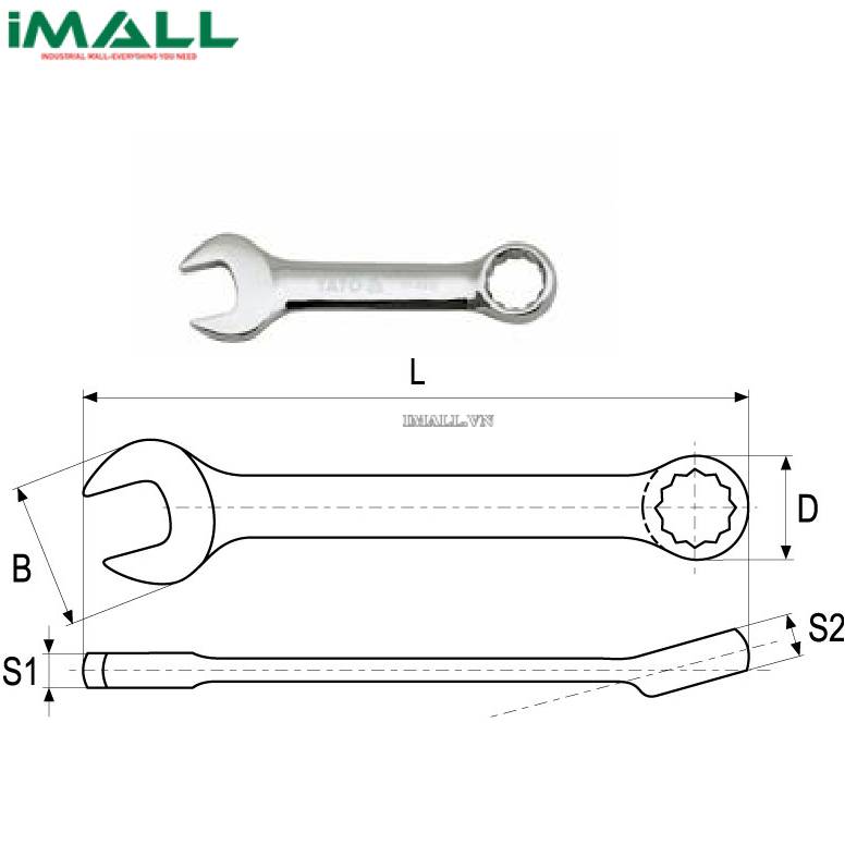 Cờ lê vòng miệng loại ngắn Yato YT-4908 (15mm)