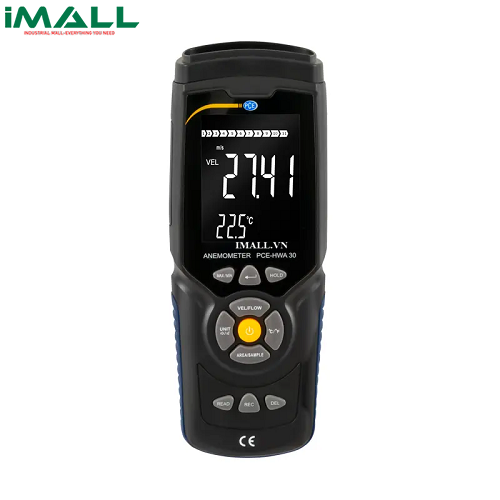 Máy đo tốc độ gió dây nóng (0.3~30. m/s; 0~45 °C; 0~999900 m³/min, kèm Certificate ISO) PCE HWA 30-ICA