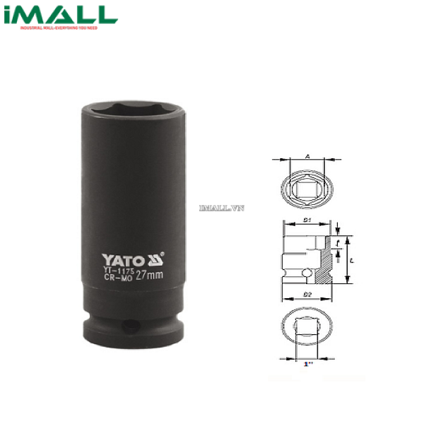Khẩu mở ốc dài cho súng Yato YT-1176 (1", 30mm)