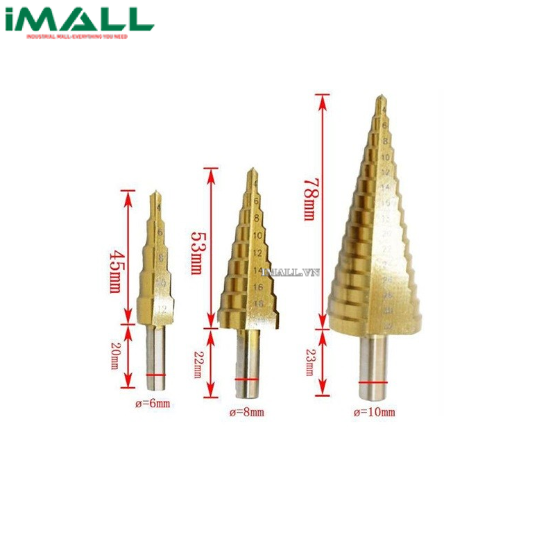 Bộ mũi khoan chóp nón (bậc thang) 3 chi tiết (4-32mm) Total TACSD2031