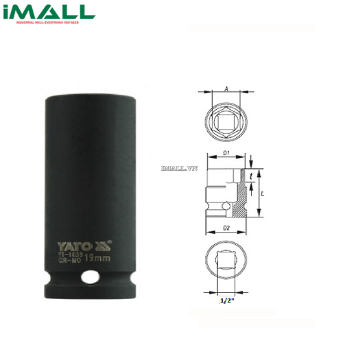 Khẩu tuýp vặn dài Yato YT-1039 (1/2" , 19mm)