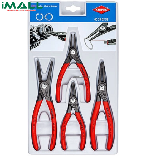 Bộ Kìm Phe Mũi Gài Gồm 4 Chiếc Mũi Thẳng Knipex 00 20 03 SB
