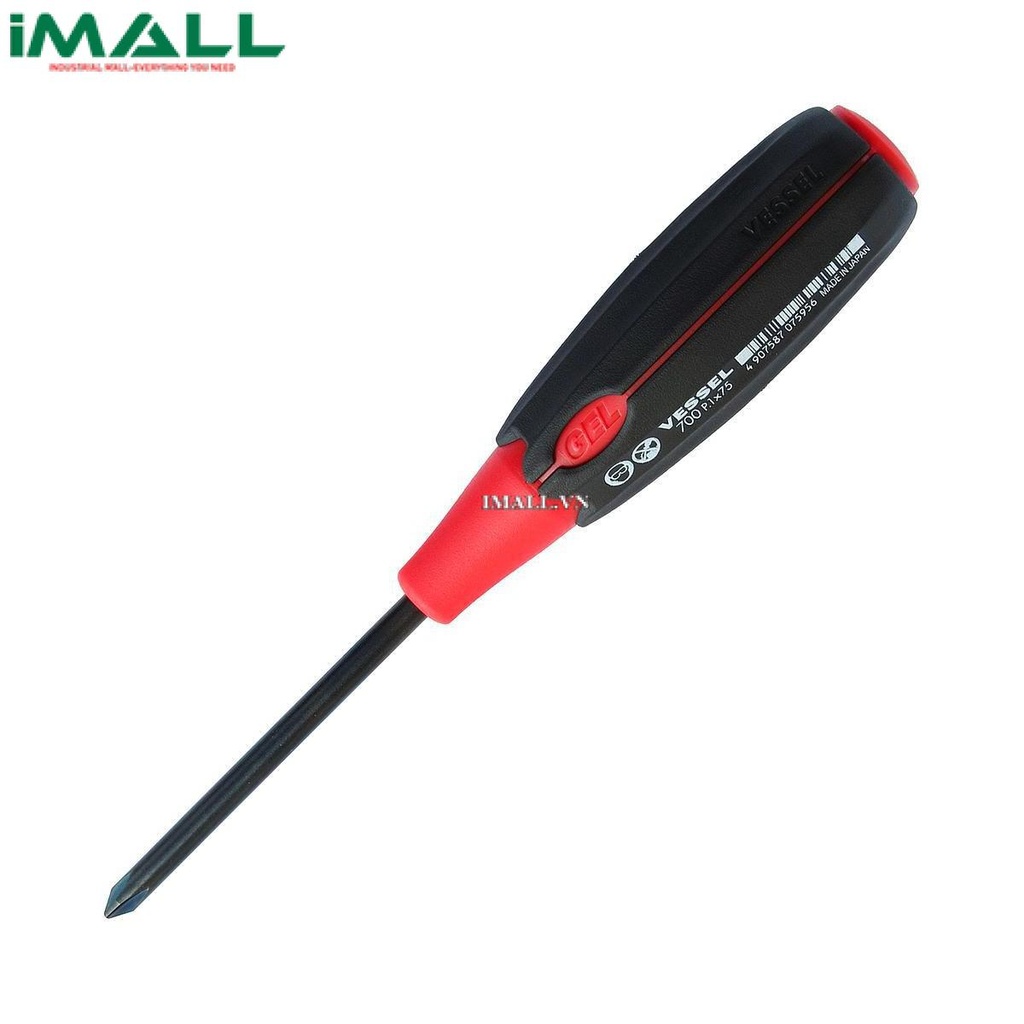 Tô vít 4 cạnh cán nhựa mềm Vessel 700 (No.1x75mm)