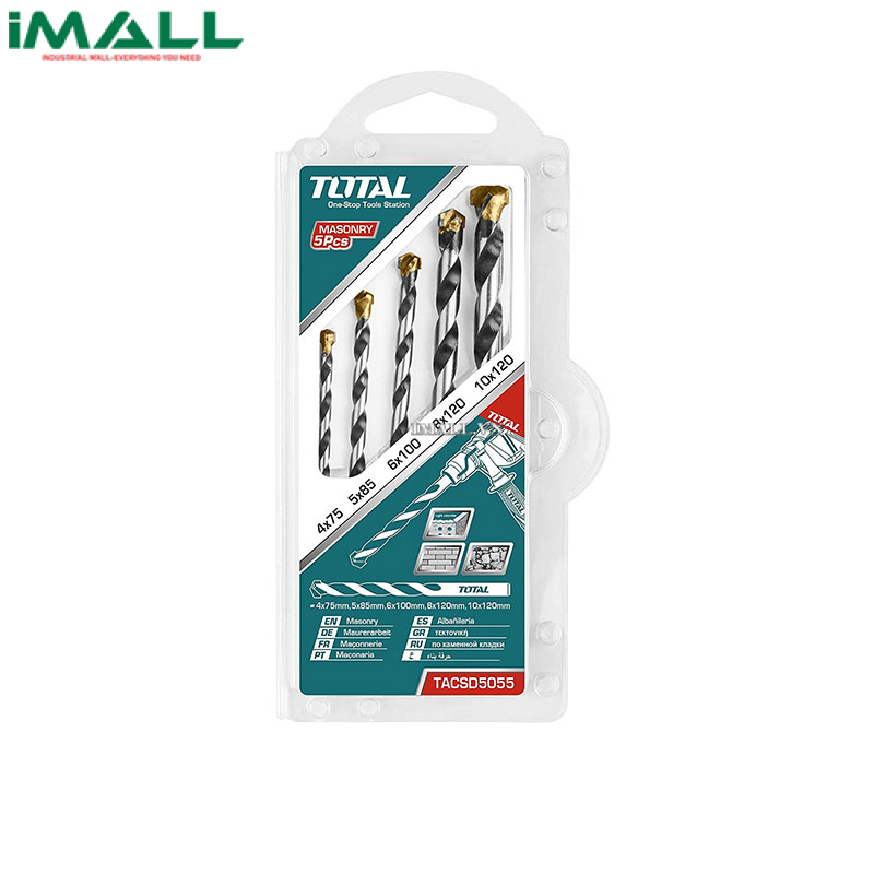 Bộ mũi khoan bê tông 5 chi tiết (4-10mm) Total TACSD5055