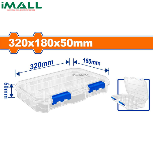 Hộp nhựa trong suốt chia 13 ngăn đựng linh kiện 320x180x50mm Wadfow WTB8342