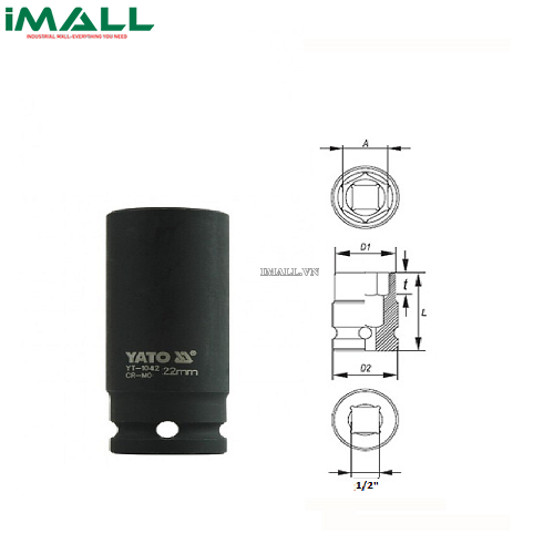 Khẩu tuýp vặn dài Yato YT-1042 (1/2", 22mm)