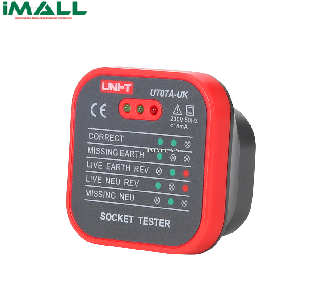 Thiết bị kiểm tra ổ cắm UNI-T UT07A-UK (230V, 18mA)