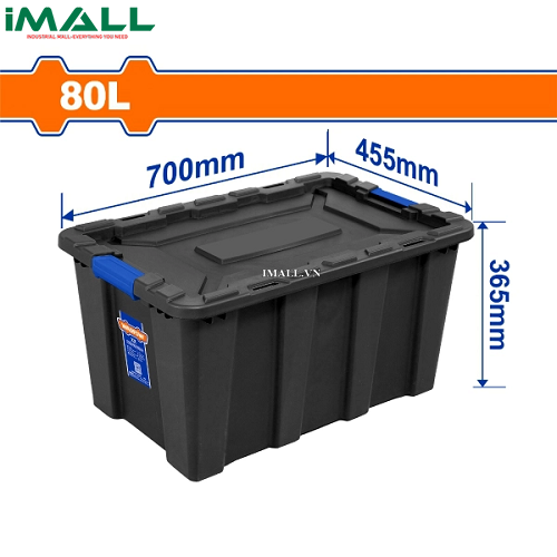 Hộp nhựa trữ kho đen 80L Wadfow WTB3380