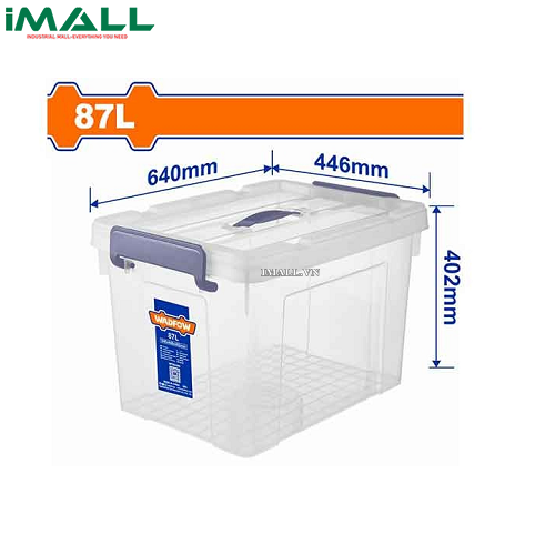 Hộp nhựa trữ kho trắng trong 87L Wadfow WTB2390