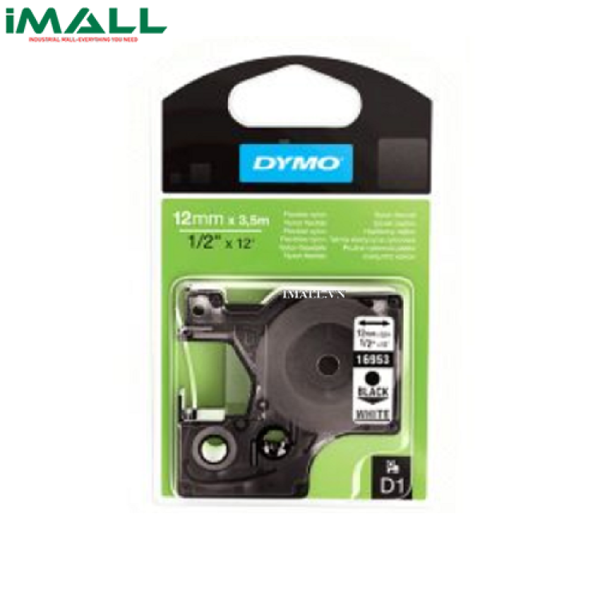 Tem nhãn D1 polyester bền chữ đen trên nền trắng DYMO 63020712 (19mm x 5.5m)
