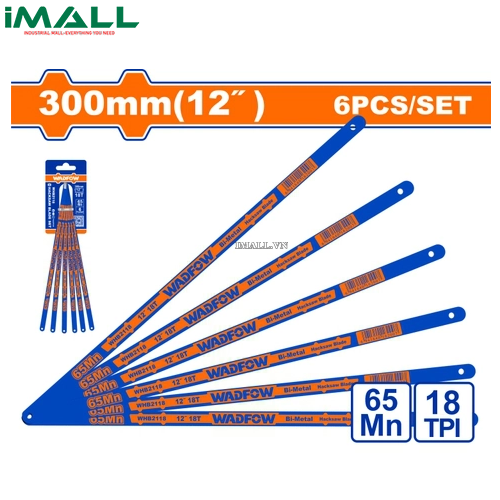 Bộ 6 lưỡi khung cưa sắt 300mm(12") 18T Wadfow WHB2118