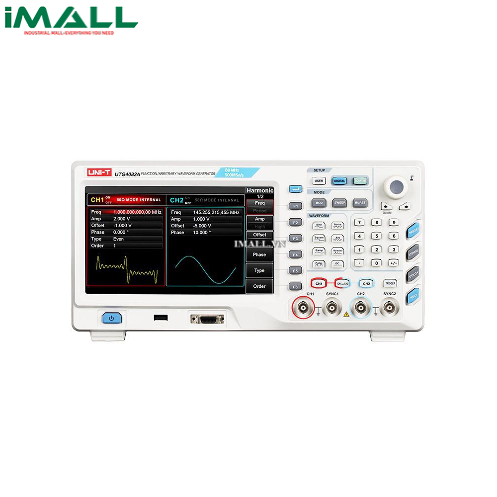 Máy phát xung tùy ý/phát hàm UNI-T UTG4082A (80MHz, 2 kênh, 500MS/s)