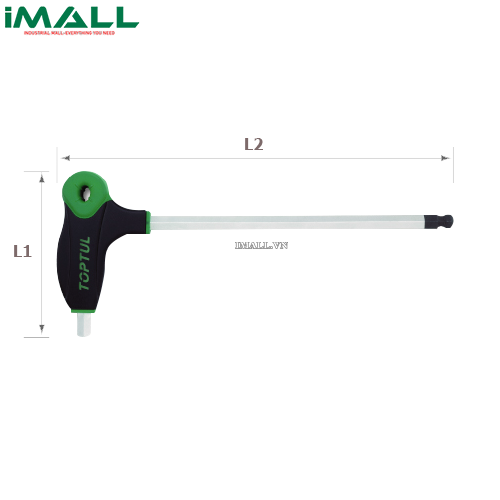 Tuýp chữ L 1 đầu bi, 1 đầu lục giác có tay cầm nhựa TOPTUL AGCD0620