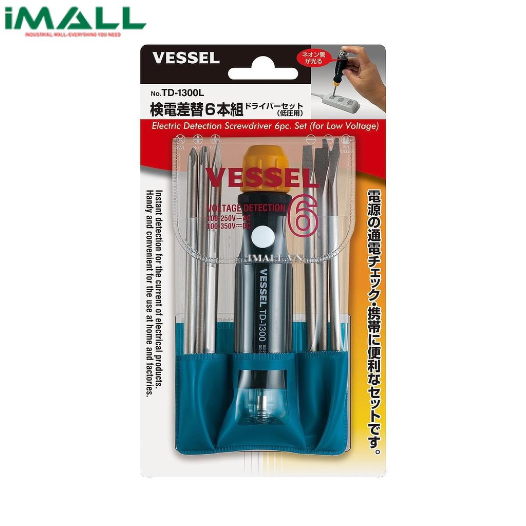 Bộ tô vít dò điện áp thấp Vessel TD-1300L (6 đầu vít)