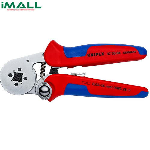 Kìm Bấm Cos Ép Cos Pin Rỗng Wire Ferrules 0.08 - 10 / 16 mm² mạ chrome Knipex 97 55 04