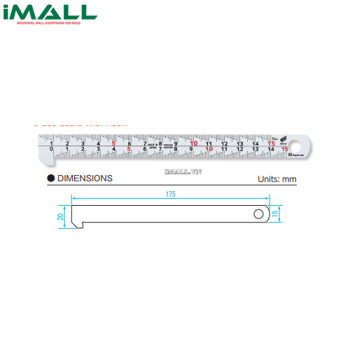 Thước lá thẳng có đầu móc vạch kaidan NIIGATA SEIKI FS-15KD (0-150mm)