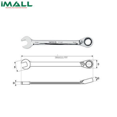 Cờ lê vòng miệng tự động đảo chiều có chốt khóa Yato YT-1655 (12mm)