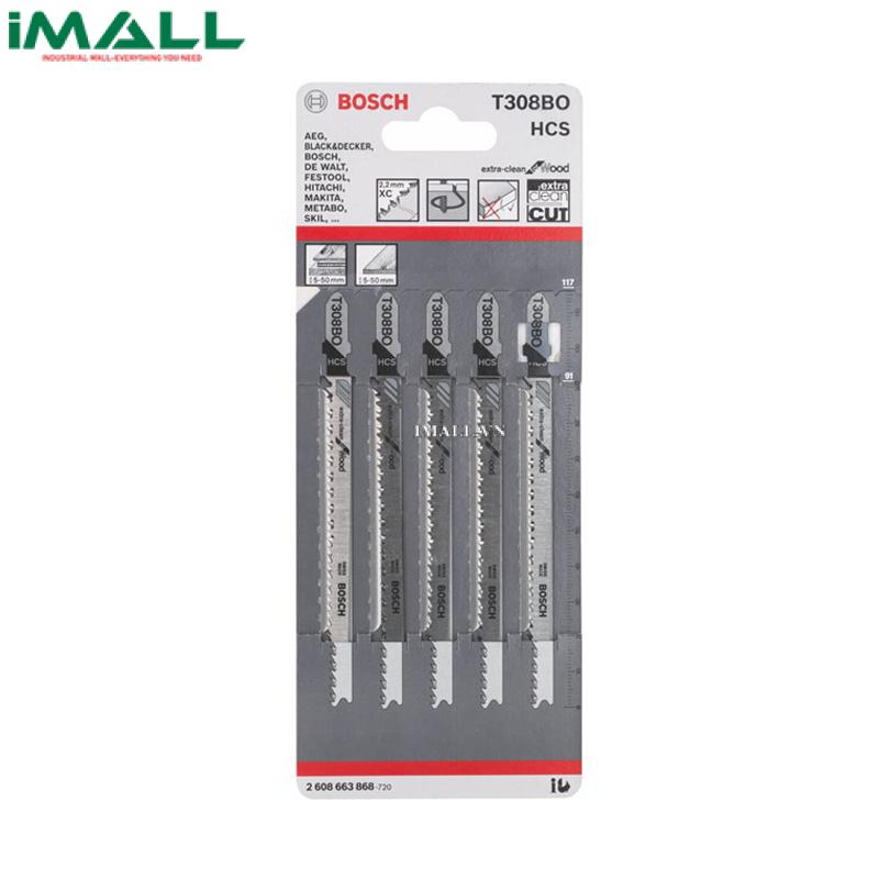 Bộ 5 lưỡi cưa lọng cho gỗ T 308 BO BOSCH 2608663868