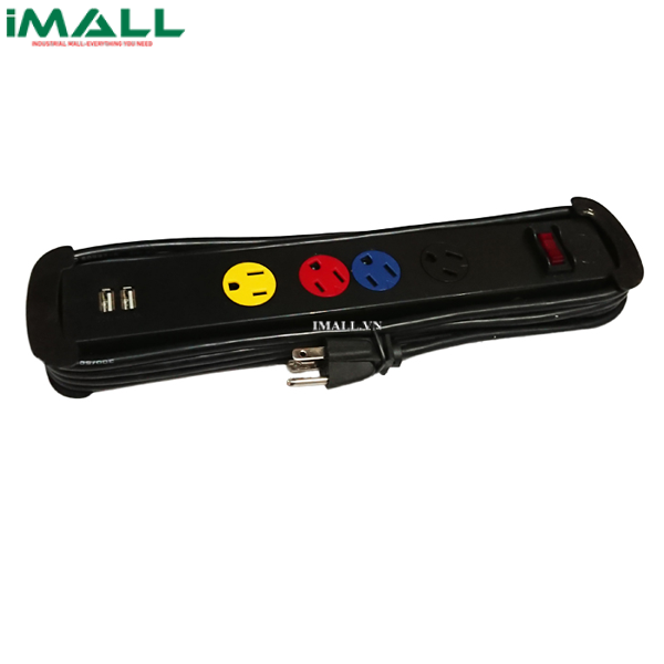 Ổ cắm kéo dài tiêu chuẩn Mỹ - Nhật LiOA 4UBC (đen)