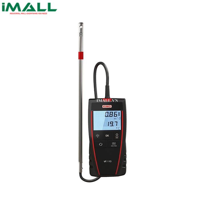 Máy đo tốc độ, lưu lượng gió và nhiệt độ với đầu đo hotwire uốn cong 90 độ KIMO VT115 (0.15〜30 m/s, -20°〜80°C)