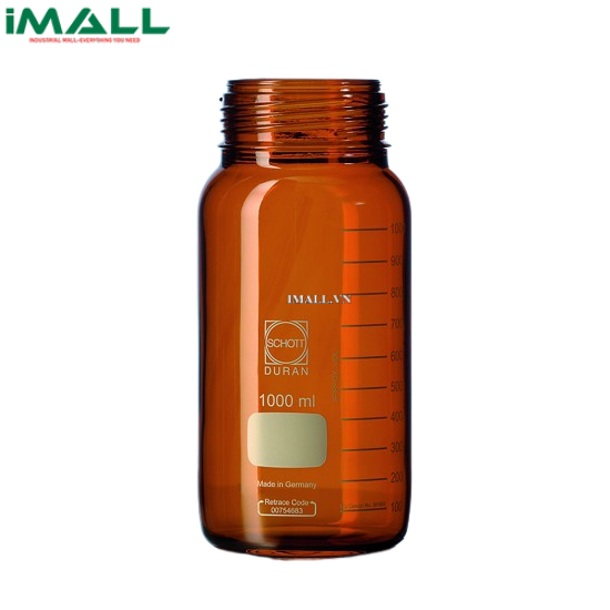 Chai trung tính nâu miệng rộng GLS 80, 500ml, không nắp, không vòng đệm Duran 1178429