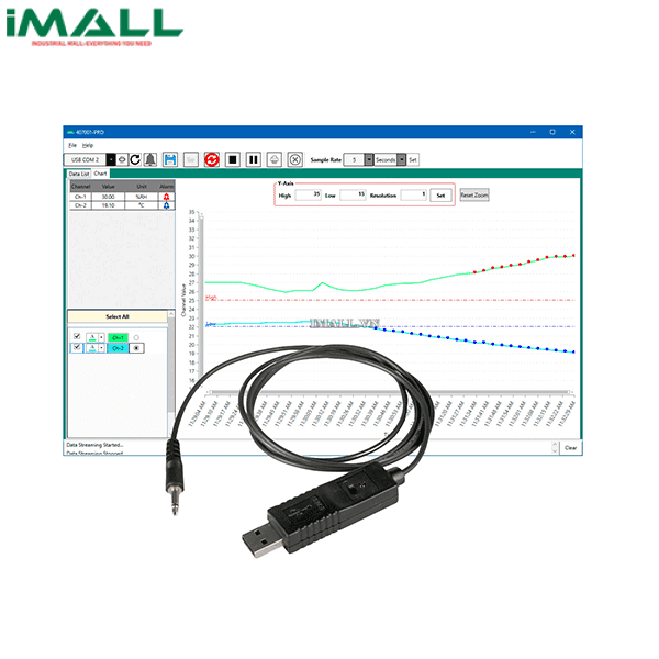 Phần mềm thu thập dữ liệu và dây cáp EXTECH 407001-PRO