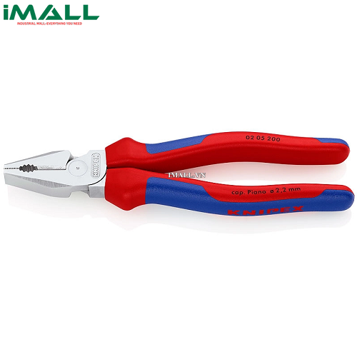 Kìm Đa Năng Lưỡi Cắt 63 HRC Dài 200mm, Tay êm, Mạ chrome Knipex 02 05 200