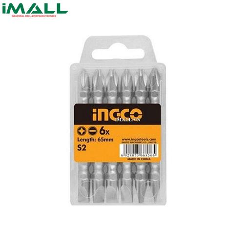 Bộ mũi vít bake, dẹp 2 đầu (PZ2, SL6x65mm) 10 cái INGCO SDB21ZL133