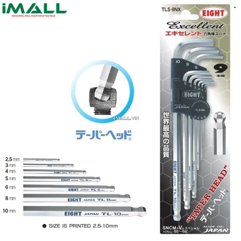 Bộ lục giác EIGHT TLS-9NX (9 cỡ , 1.5~10mm)
