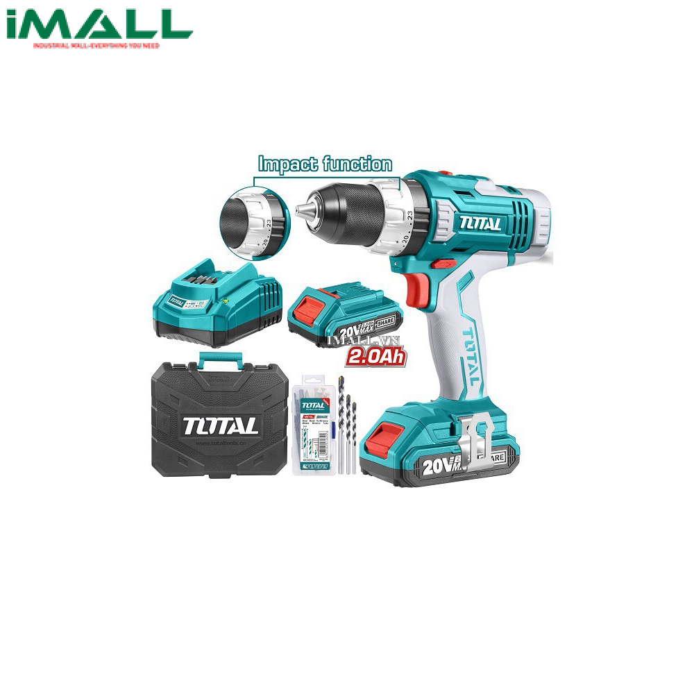 Máy khoan vặn vít dùng pin (20V) 50 chi tiết Total TIDLI2003