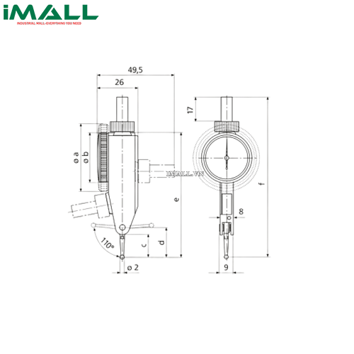 Đồng hồ so chân gập (801 SGE, ± .004") Mahr 4308985DKS
