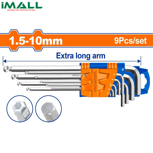 Bộ 9 chìa lục giác bi tròn dài 1.5-10mm Wadfow WHK2292